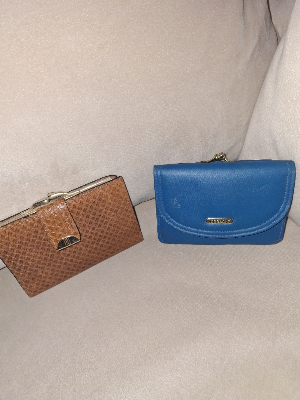 VIDA Blue Compact Wallet with Gold Accent